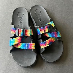 Chaco Kids Chillos slides rainbow tie dye sandal kids size 5